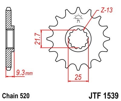 Obrázek produktu Řetězové kolečko JT JTF 1539-15 15 zubů, 520