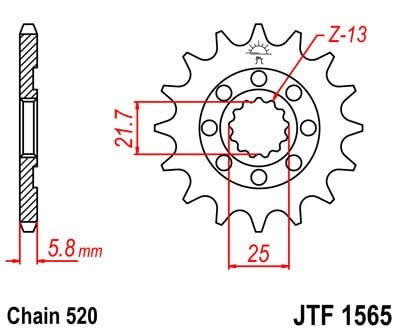 Obrázek produktu Řetězové kolečko JT JTF 1565-12 12 zubů, 520 JTF1565.12