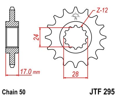 Obrázek produktu Řetězové kolečko JT JTF 295-16 16 zubů, 530 JTF295.16