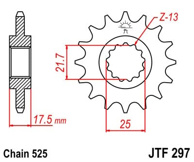 Obrázek produktu Řetězové kolečko JT JTF 297-16 16 zubů, 525 JTF297.16