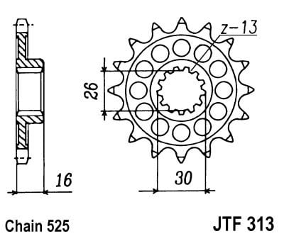 Obrázek produktu Řetězové kolečko JT JTF 313-16 16 zubů, 525