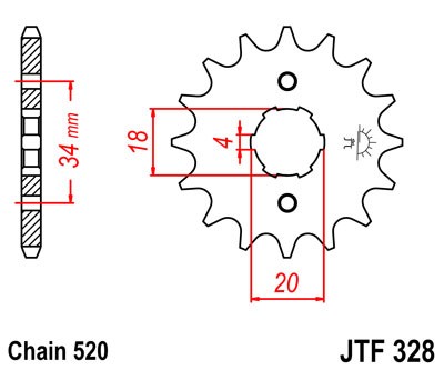 Obrázek produktu Řetězové kolečko JT JTF 328-14 14 zubů, 520 JTF328.14