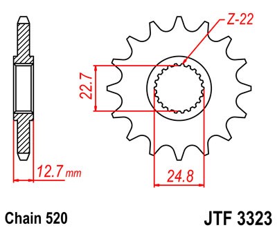 Obrázek produktu Řetězové kolečko JT JTF 3323-22 22 zubů, 520