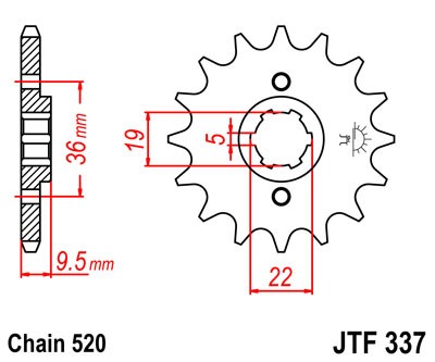 Obrázek produktu Řetězové kolečko JT JTF 337-15 15 zubů, 520