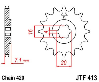 Obrázek produktu Řetězové kolečko JT JTF 413-13 13 zubů, 420 JTF413.13