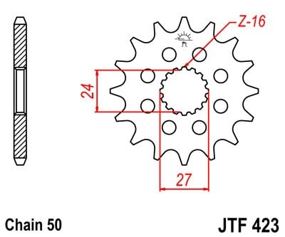 Obrázek produktu Řetězové kolečko JT JTF 423-18RB 18 zubů, 530 pogumované