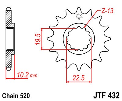 Obrázek produktu Řetězové kolečko JT JTF 432-11 11 zubů, 520 JTF432.11