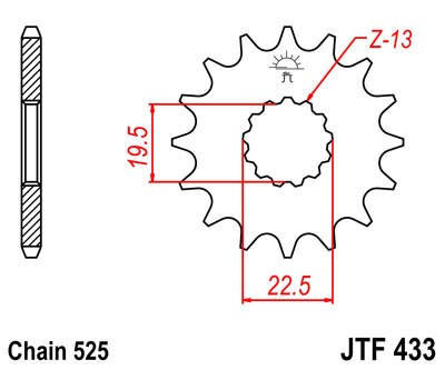 Obrázek produktu Řetězové kolečko JT JTF 433-15 15 zubů, 525