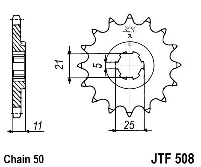 Obrázek produktu Řetězové kolečko JT JTF 508-14 14 zubů, 530