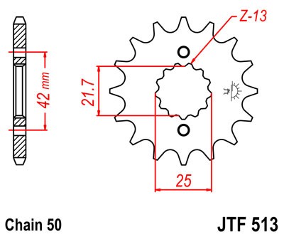 Obrázek produktu Řetězové kolečko JT JTF 513-13 13 zubů, 530