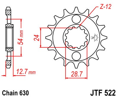 Obrázek produktu Řetězové kolečko JT JTF 522-16 16 zubů, 630