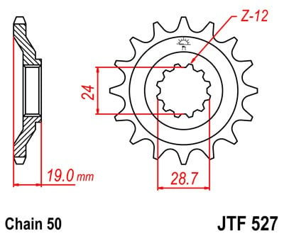 Obrázek produktu Řetězové kolečko JT JTF 527-17 17 zubů, 530