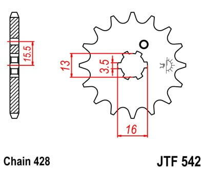 Obrázek produktu Řetězové kolečko JT JTF 542-14 14 zubů, 428