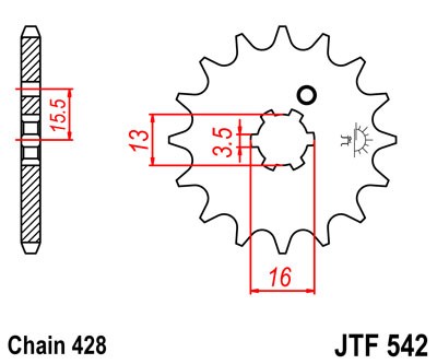 Obrázek produktu Řetězové kolečko JT JTF 542-15 15 zubů, 428