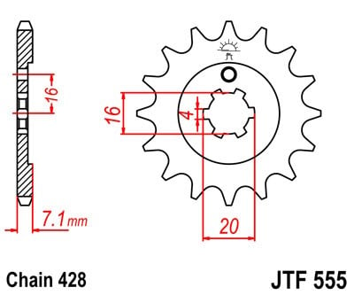 Obrázek produktu Řetězové kolečko JT JTF 555-15 15 zubů, 428