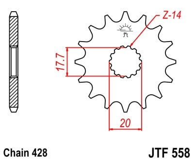 Obrázek produktu Řetězové kolečko JT JTF 558-20 20 zubů, 428 JTF558.20