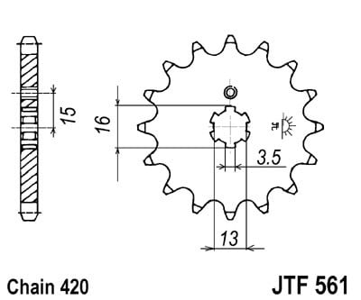 Obrázek produktu Řetězové kolečko JT JTF 561-15 15 zubů, 420