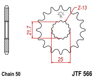 Obrázek produktu Řetězové kolečko JT JTF 566-15RB 15 zubů, 530 pogumované JTF566.15RB