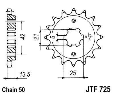 Obrázek produktu Řetězové kolečko JT JTF 725-14 14 zubů, 530