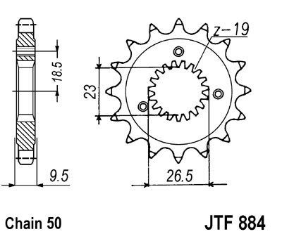 Obrázek produktu řetězové kolečko pro sekundární řetězy typu 530, JT - Anglie (21 zubů)