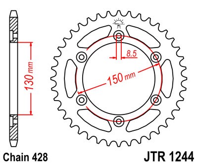 Obrázek produktu Řetězová rozeta JT JTR 1244-51 51 zubů, 428