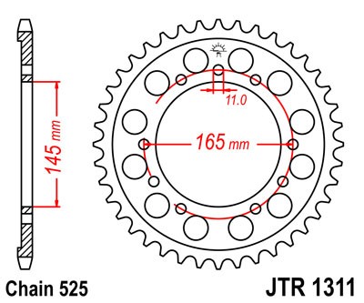 Obrázek produktu Řetězová rozeta JT JTR 1311-43 43 zubů, 525