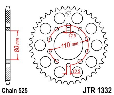 Obrázek produktu Řetězová rozeta JT JTR 1332-47 47 zubů, 525