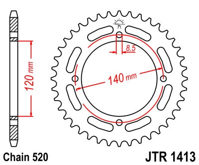 Obrázek produktu Řetězová rozeta JT JTR 1413-39 39 zubů, 520