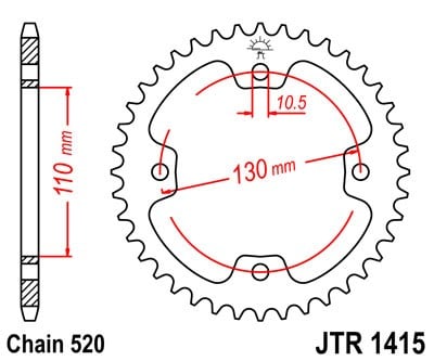 Obrázek produktu Řetězová rozeta JT JTR 1415-38 38 zubů, 520