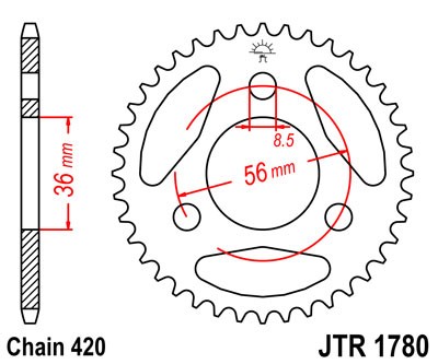 Obrázek produktu Řetězová rozeta JT JTR 1780-28 28 zubů, 420