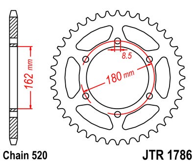 Obrázek produktu Řetězová rozeta JT JTR 1786-52 52 zubů, 520 JTR1786.52