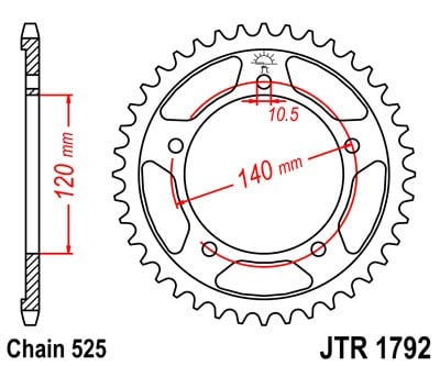 Obrázek produktu Řetězová rozeta JT 44 zubů, 525