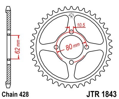 Obrázek produktu Řetězová rozeta JT JTR 1843-54 54 zubů, 428