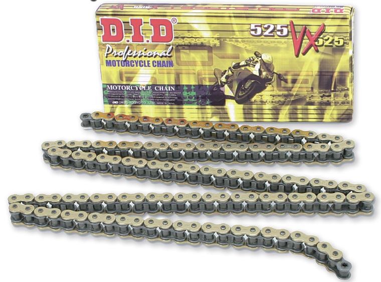 Obrázek produktu VX série X-Kroužkový řetěz D.I.D Chain 525VX3 108 L Zlatá/Černá 4525516395199