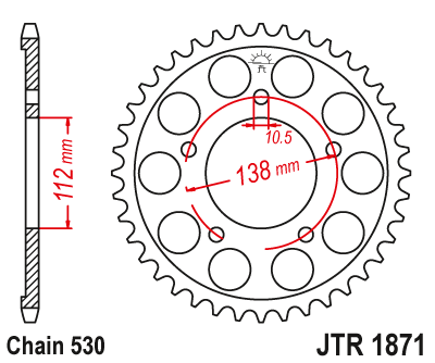 Obrázek produktu Řetězová rozeta JT JTR 1871-52 52 zubů, 530 JTR1871.52
