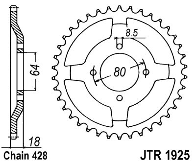 Obrázek produktu Řetězová rozeta JT JTR 1925-51 51 zubů, 428 JTR1925.51