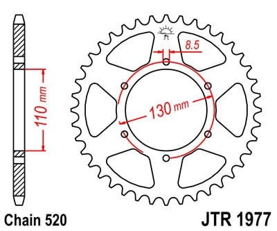 Obrázek produktu Řetězová rozeta JT JTR 1977-48 48 zubů, 520