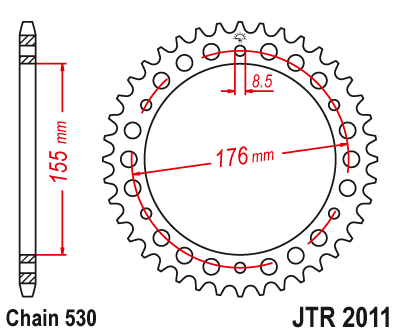 Obrázek produktu Řetězová rozeta JT JTR 2011-45 45 zubů, 530