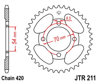 Obrázek produktu Řetězová rozeta JT JTR 211-41 41 zubů, 420 JTR211.41