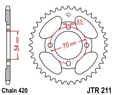 Obrázek produktu Řetězová rozeta JT JTR 211-42 42 zubů, 420 JTR211.42