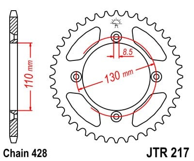 Obrázek produktu Řetězová rozeta JT JTR 217-49 49 zubů, 428