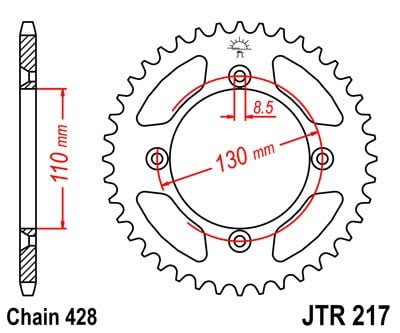 Obrázek produktu Řetězová rozeta JT JTR 217-50 50 zubů, 428