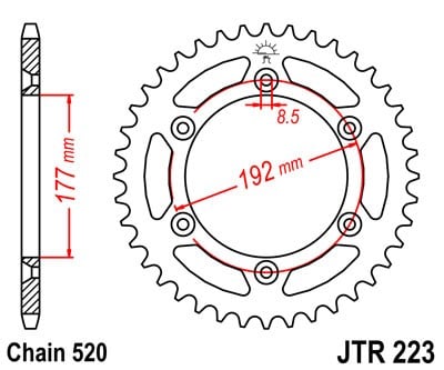 Obrázek produktu Řetězová rozeta JT JTR 223-48 48 zubů, 520