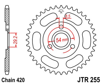 Obrázek produktu Řetězová rozeta JT JTR 255-40 40 zubů, 420