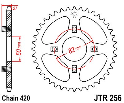 Obrázek produktu Řetězová rozeta JT JTR 256-44 44 zubů, 420