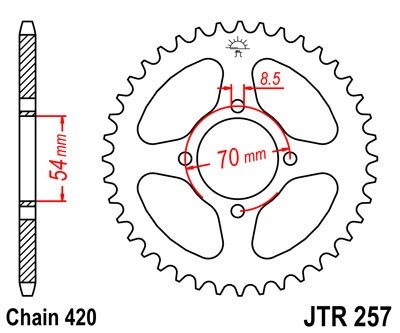Obrázek produktu Řetězová rozeta JT JTR 257-42 42 zubů, 420 JTR257.42