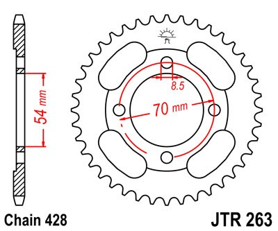 Obrázek produktu Řetězová rozeta JT JTR 263-42 42 zubů, 428 JTR263.42