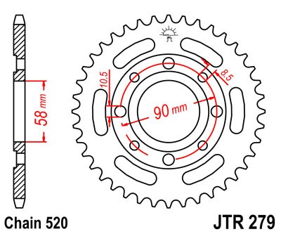 Obrázek produktu Řetězová rozeta JT JTR 279-42 42 zubů, 520 JTR279.42