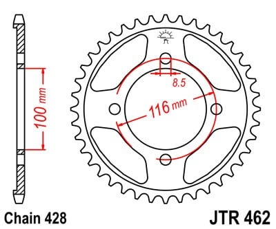 Obrázek produktu Řetězová rozeta JT 51 zubů, 428