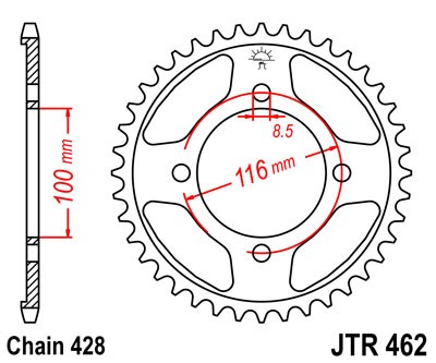 Obrázek produktu Řetězová rozeta JT 54 zubů, 428